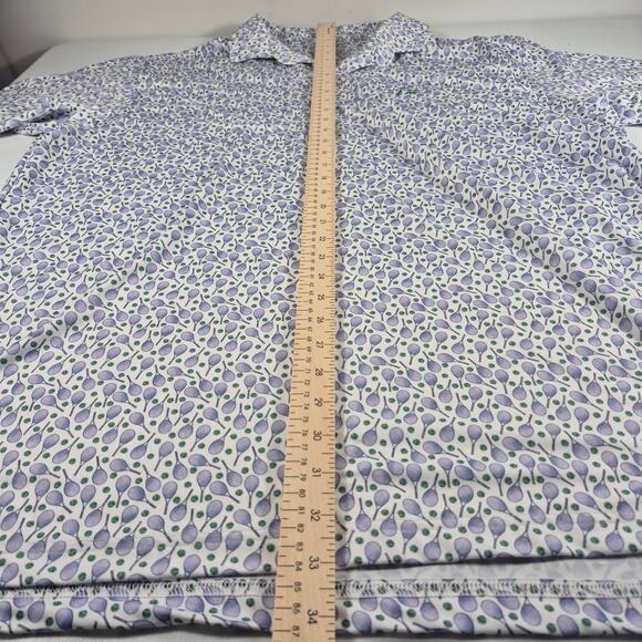 Rhoback Green Purple Pickle Ball Tennis Print Short Sleeve Men's Polo Shirt XXL - Picture 3 of 4